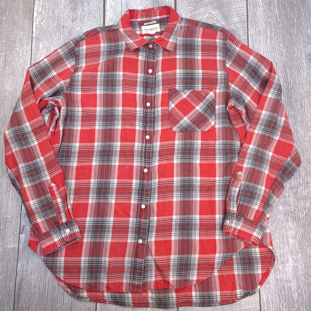 Denim & Supply Ralph Lauren Shirt Womens XL Red Plaid RL Boyfriend Cotton